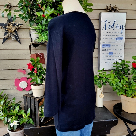 CACTUS BAY ♡ Black w/Silver 'n Gold Embellished Bling "IT'S ALL ABOUT Me" Top L - Picture 10 of 11